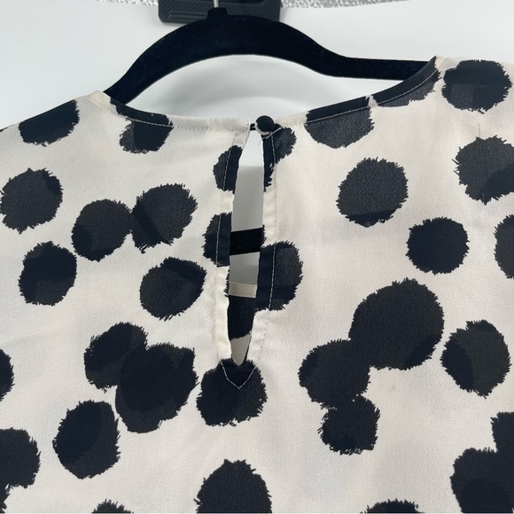 Who What Wear Tie Waist Black/White Polka Dot Blouse Top - Picture 7 of 9